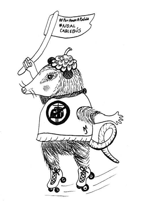 Tlacuache en patines